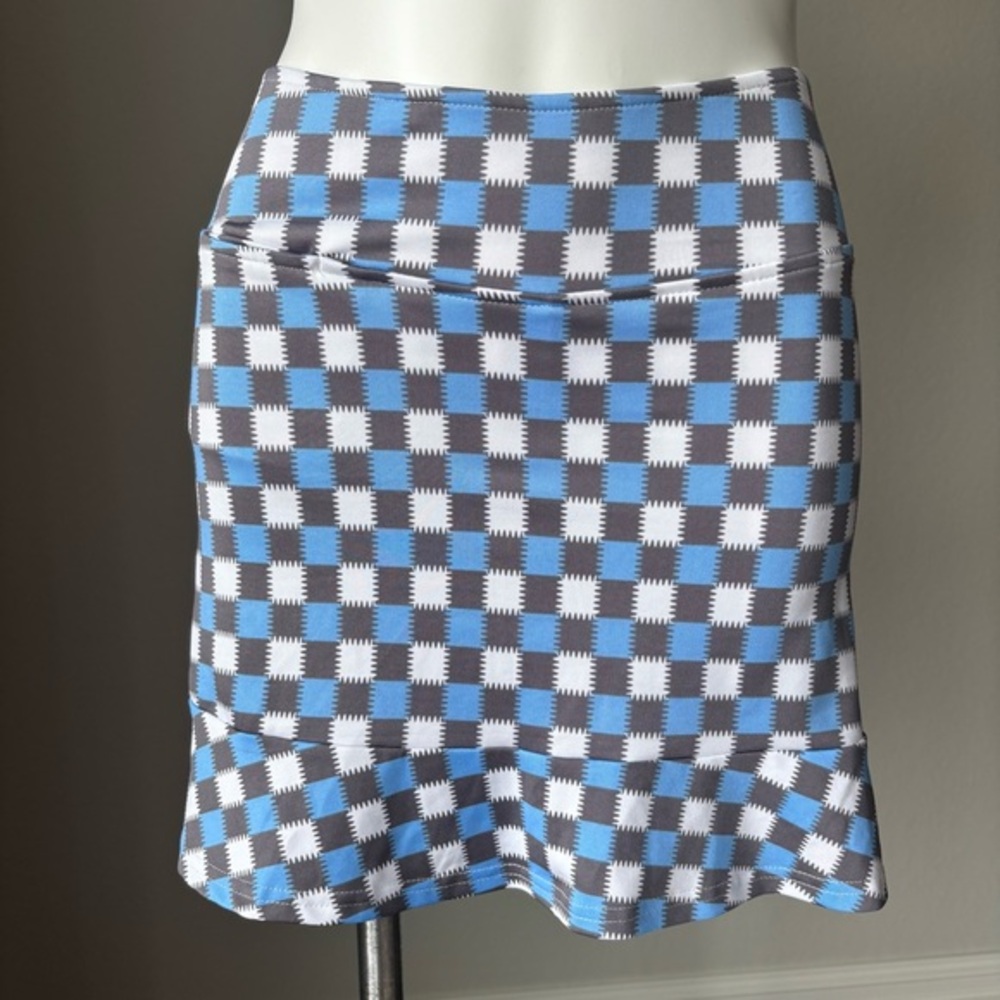 Golftini The Secret Pull On Ruffle Stretch Golf Tennis Pickle Ball Skirt Blue XS